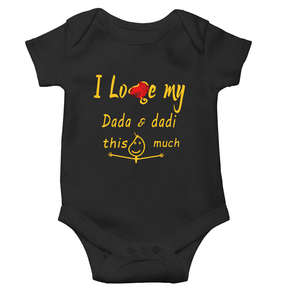 I Love My Dada Dadi Black Rompers for Baby Boy - FunkyTeesClub