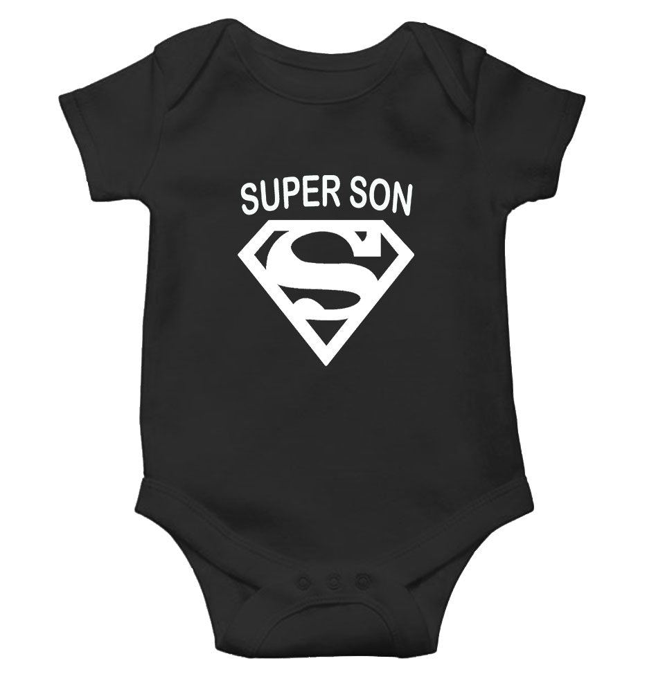 Super Son Black Rompers for Baby Boy - FunkyTeesClub
