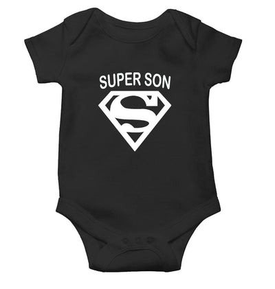 Super Son Black Rompers for Baby Boy - FunkyTeesClub