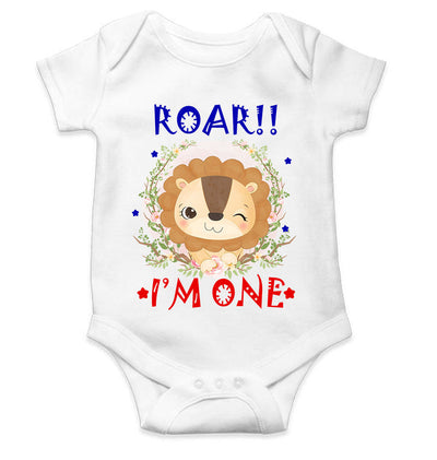 Roar I Am One First Birthday Rompers for Baby Boy- FunkyTeesClub