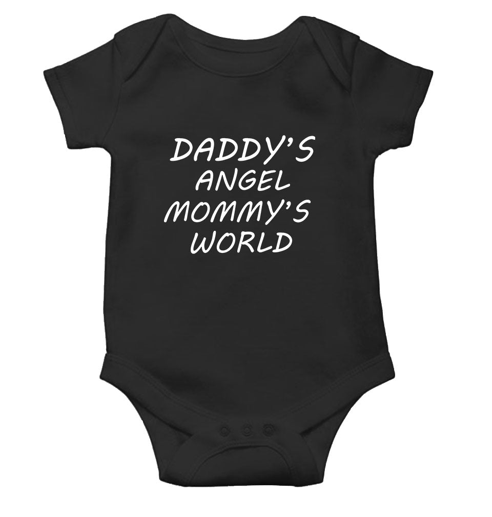 Daddy Angel Mommy Black Rompers for Baby Girl - FunkyTeesClub