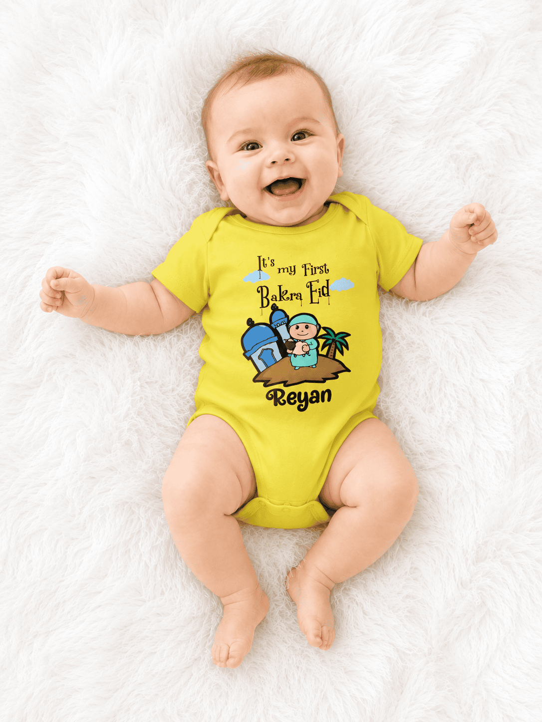 Custom Name Its My First Bakra Eid Rompers for Baby Boy- FunkyTeesClub