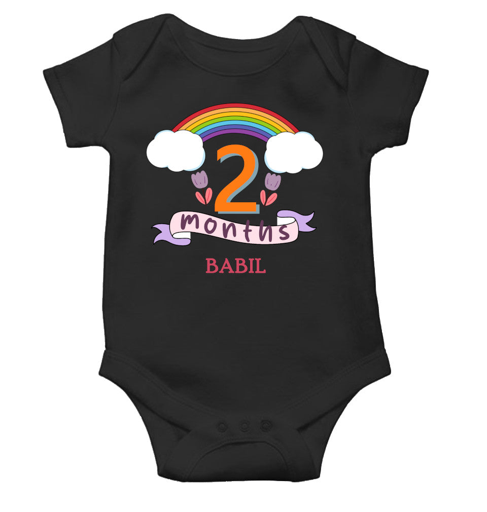 Custom Name Second Month Rompers for Baby Boy- FunkyTeesClub