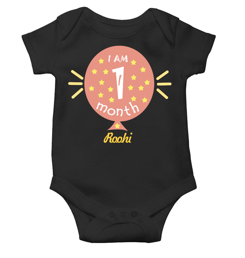 Custom Name I Am One Month Rompers for Baby Girl- FunkyTeesClub
