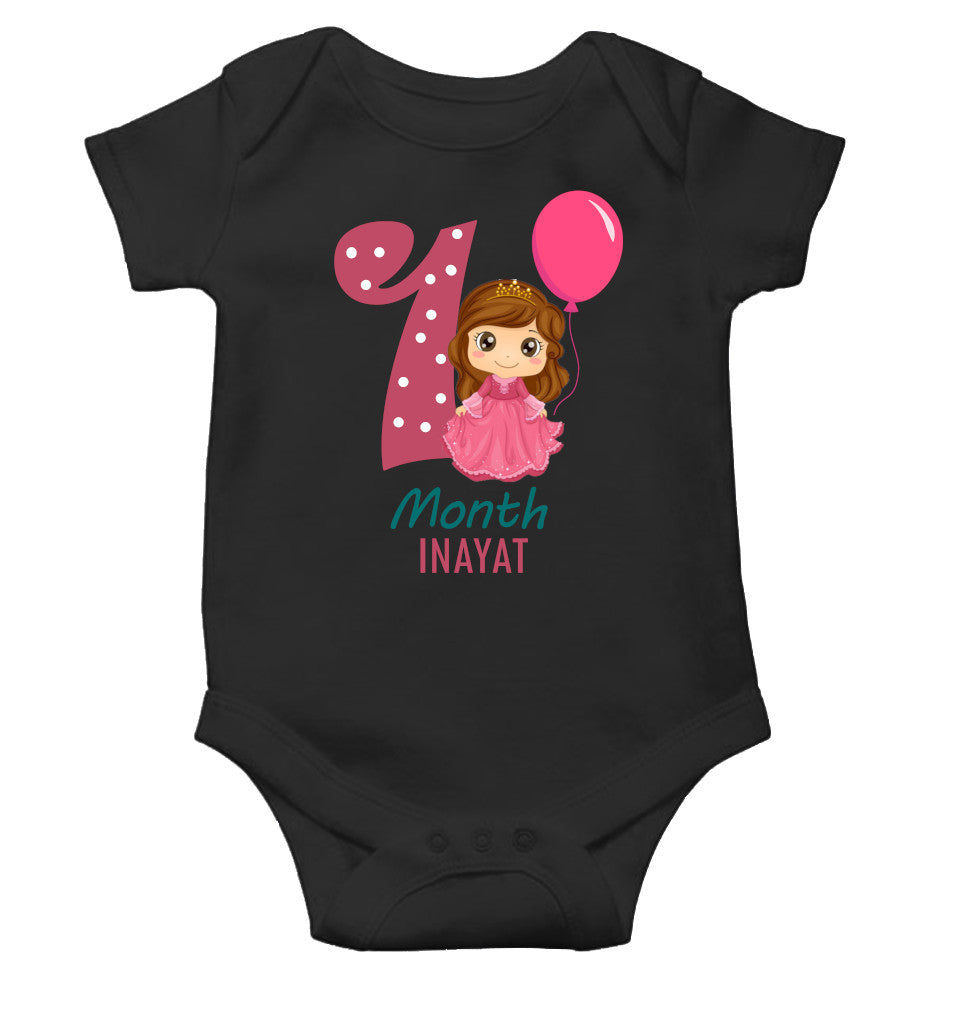 Custom Name First Month Rompers for Baby Girl- FunkyTeesClub