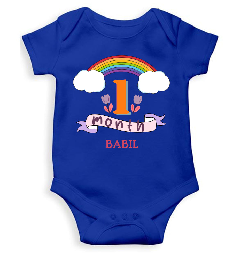 Custom Name First Month Rompers for Baby Boy- FunkyTeesClub