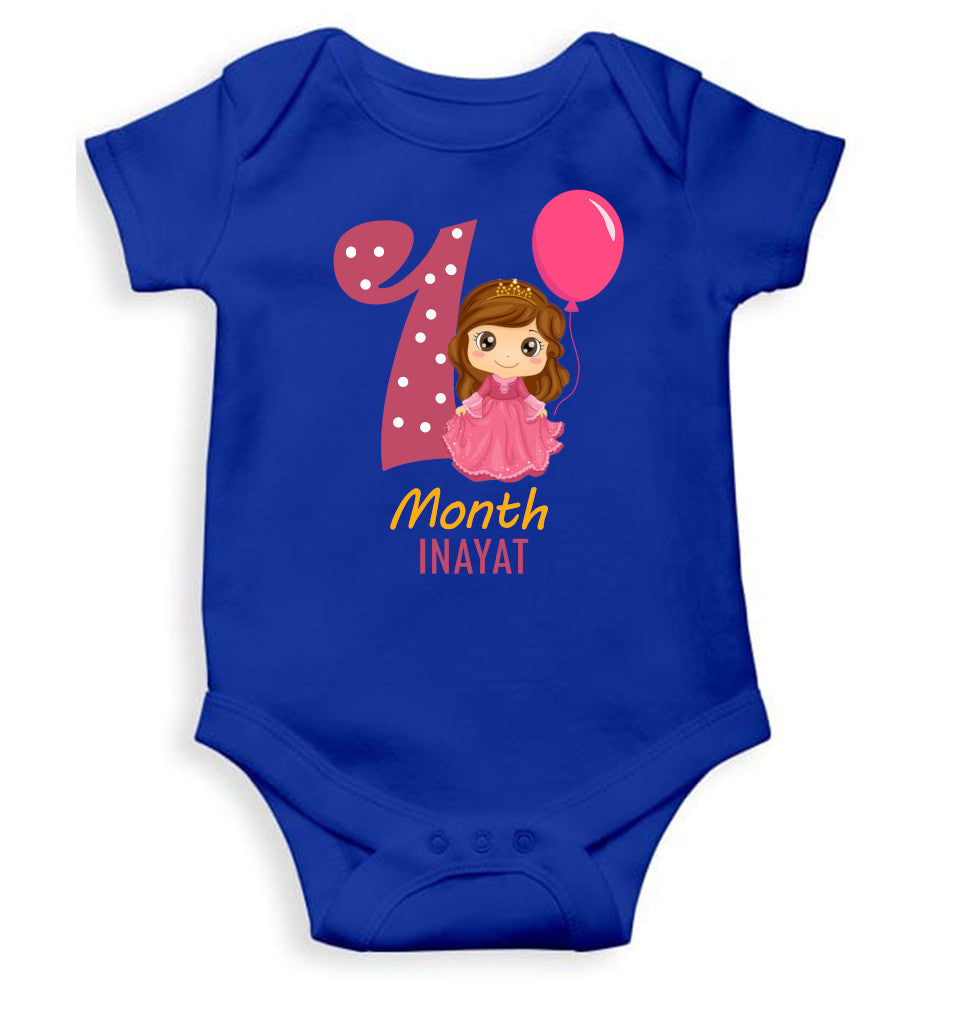 Custom Name First Month Rompers for Baby Girl- FunkyTeesClub
