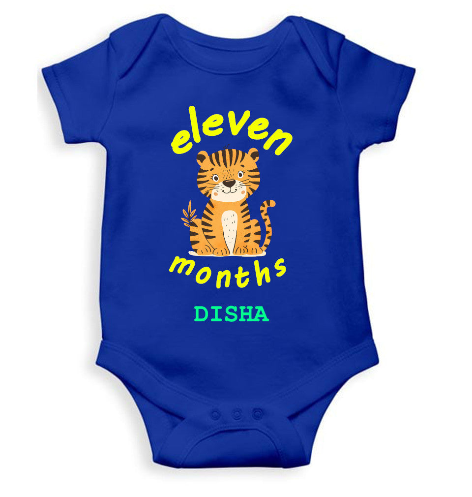 Custom Name Eleven Month Rompers for Baby Girl- FunkyTeesClub