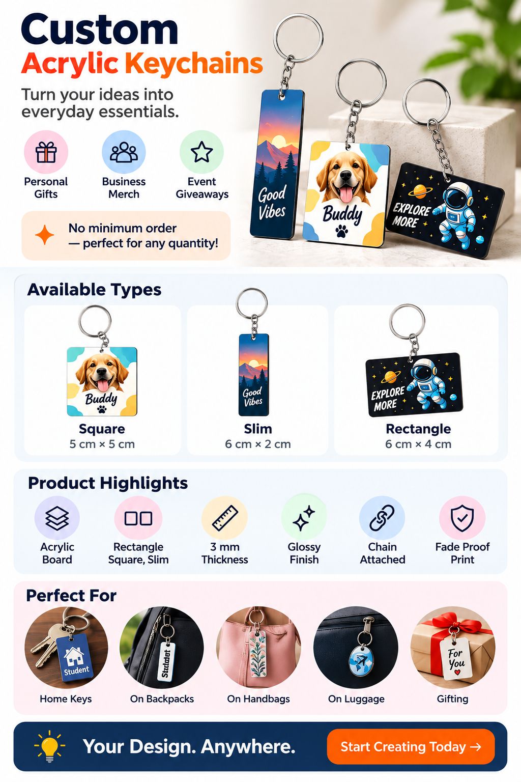 Custom Acrylic Keychain – Personalized Photo, Logo & Name | FunkyTeesClub