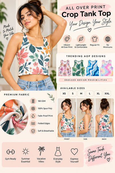 Custom Crop Tank Top for Women – Personalized Printed Crop Top