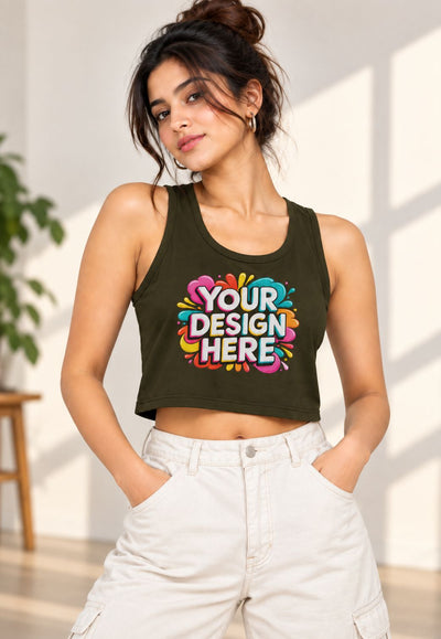 Custom Crop Tank Top for Women – Personalized Printed Crop Top