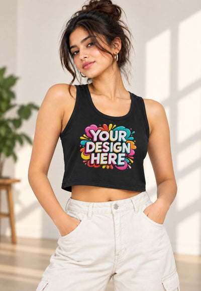 Custom Crop Tank Top for Women – Personalized Printed Crop Top