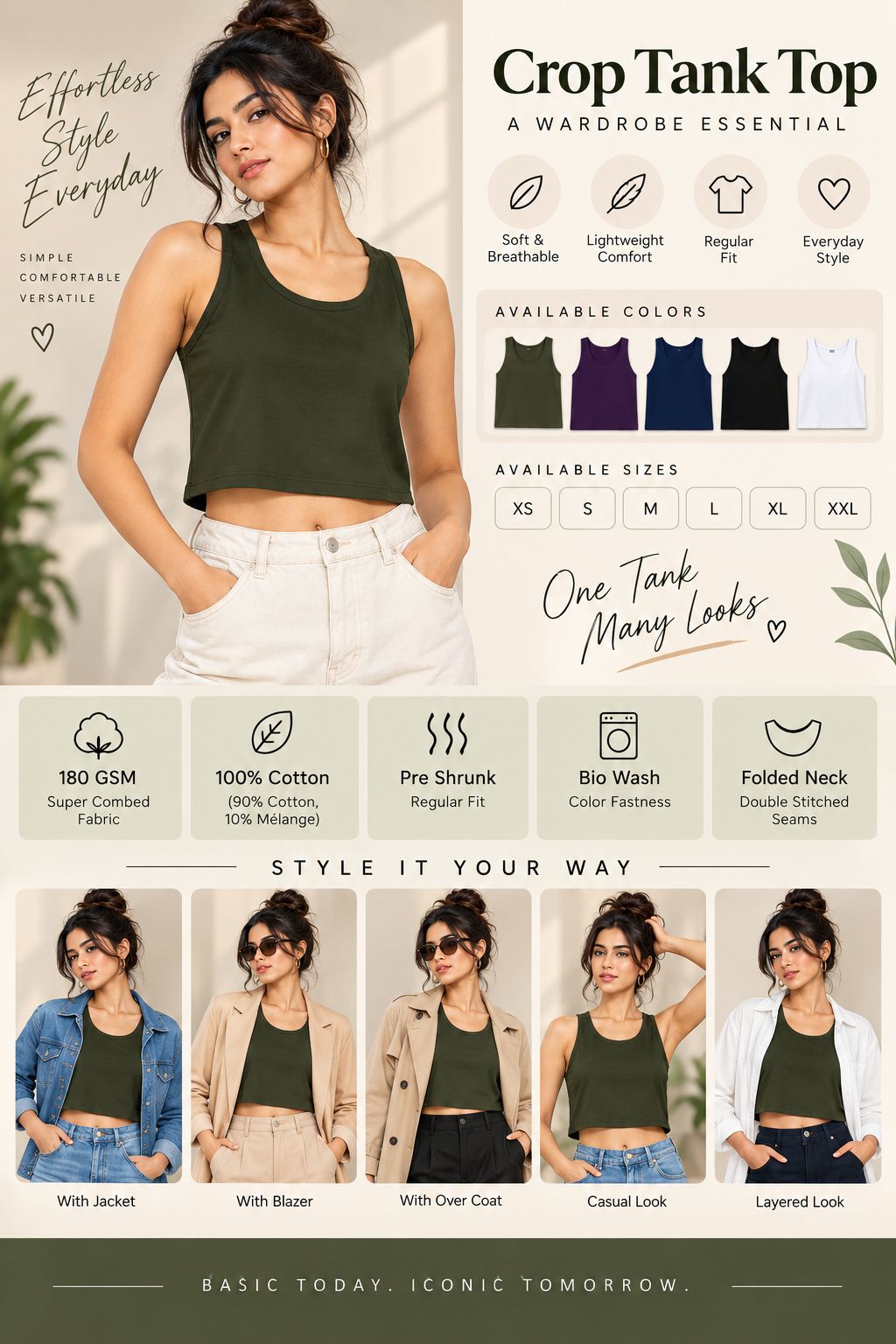 Women’s Crop Tank Top – 100% Cotton Bio-Washed Regular Fit | FunkyTeesClub