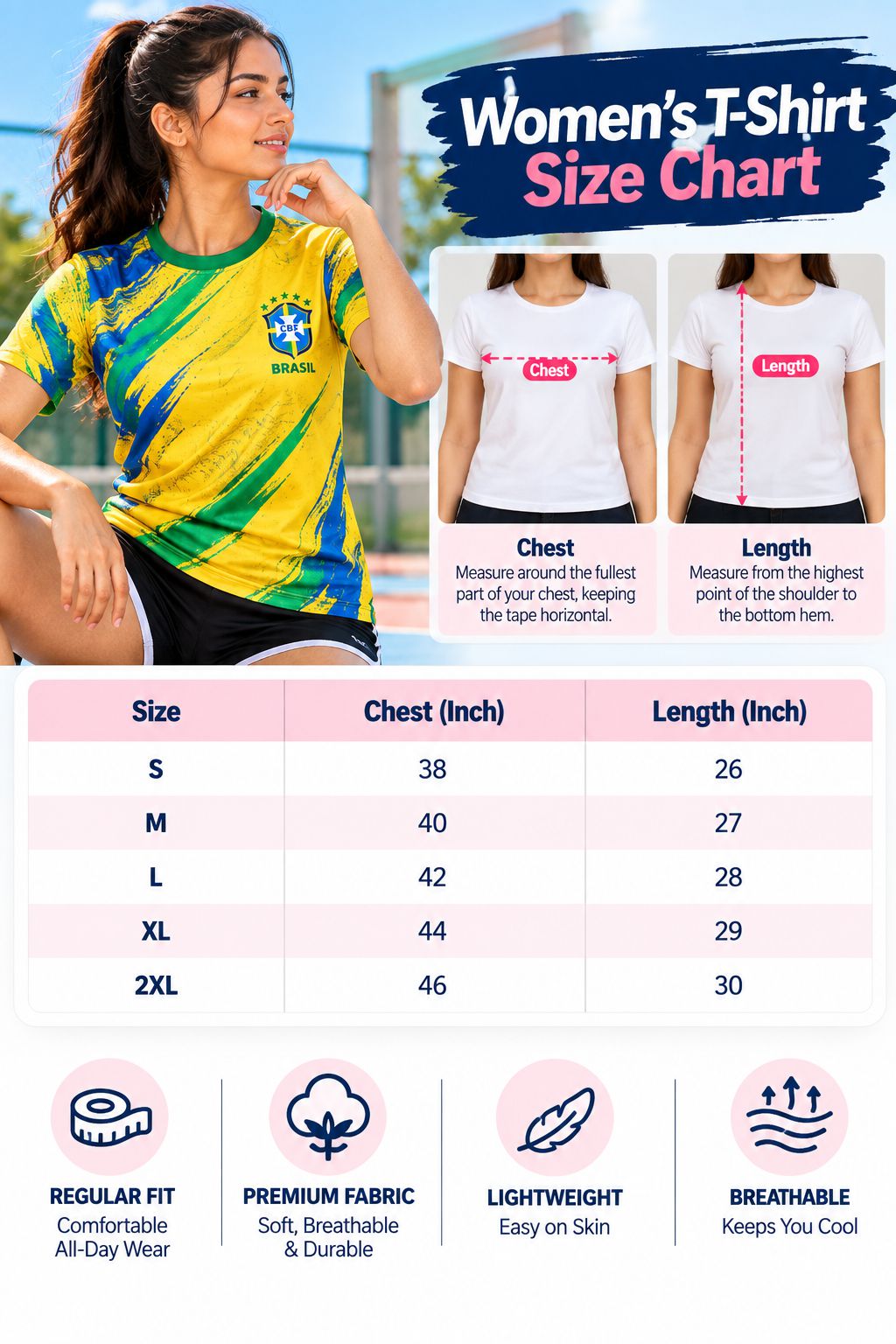 Custom AOP Sports T-Shirt for Women | FunkyTeesClub