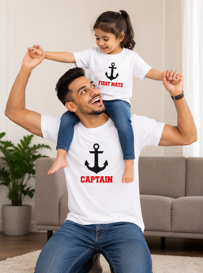 Captain First Mate Father and Daughter Matching T-Shirt- FunkyTeesClub