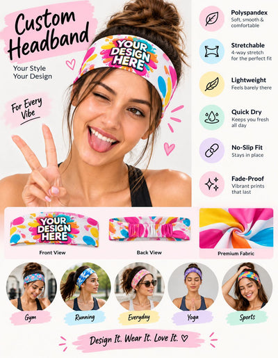Custom Sports Headband for Gym, Running and Yoga
