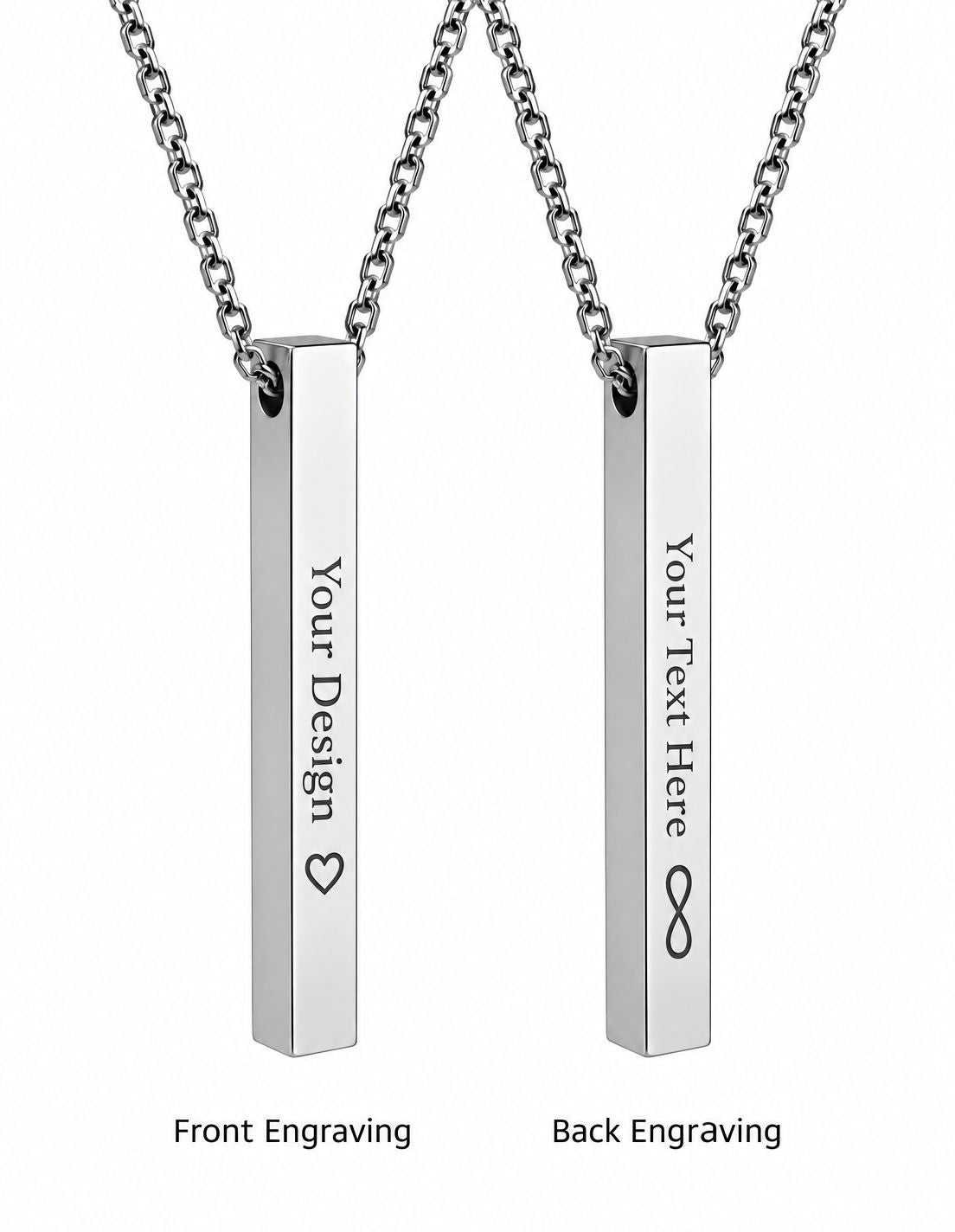 Custom bar pendant showing front and back engraving
