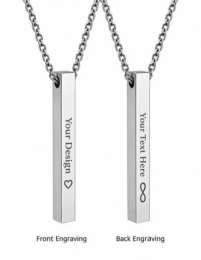Custom bar pendant showing front and back engraving