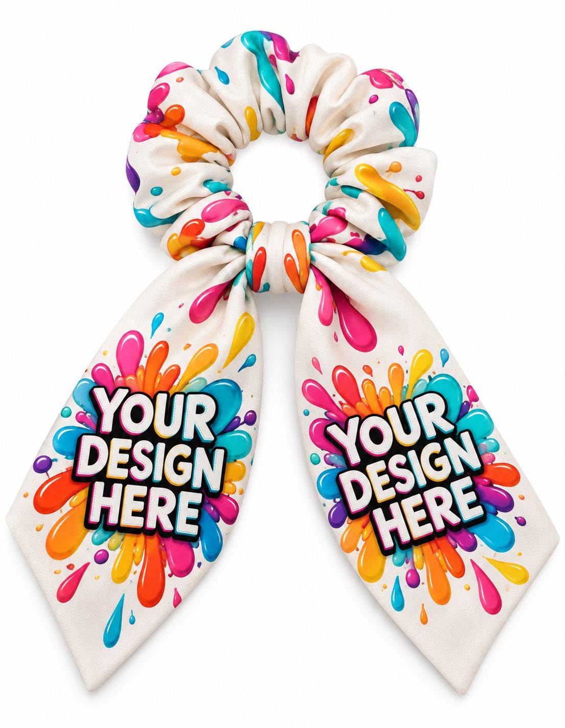 Custom bow scrunchie matching dress print and colors