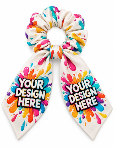 Custom bow scrunchie matching dress print and colors