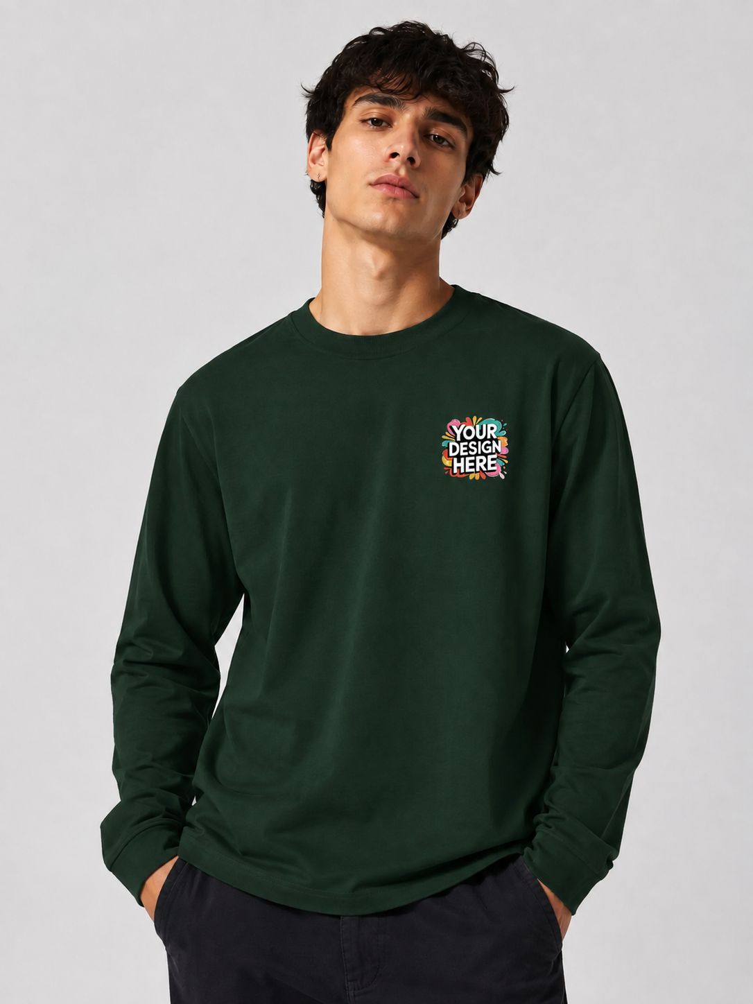 Custom men's full sleeves T-shirt with personalized print