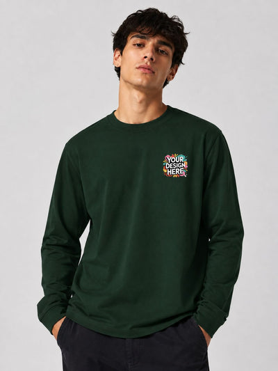 Custom men's full sleeves T-shirt with personalized print