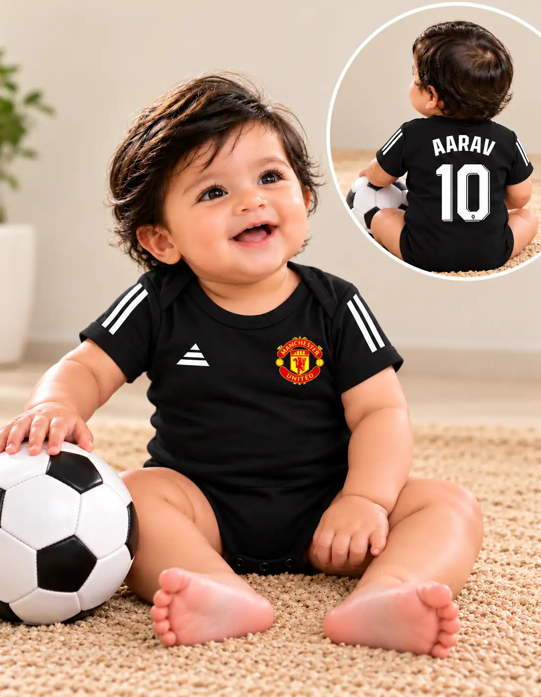 Custom name Manchester United Black romper