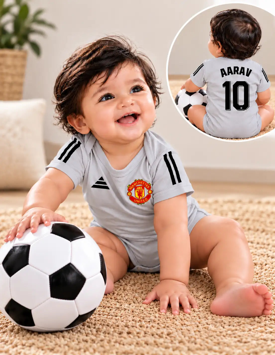 Custom name Manchester United Grey romper