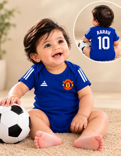 Custom name Manchester United Royal blue romper