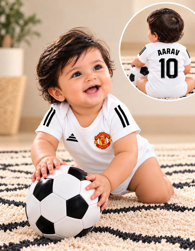 Custom name Manchester United white romper