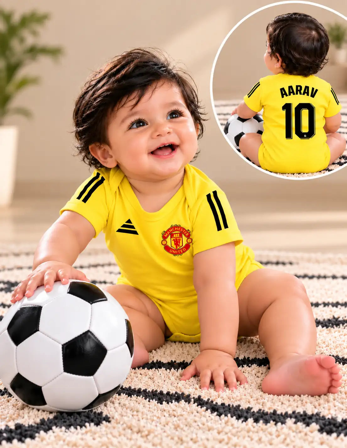 Custom name Manchester United yellow romper