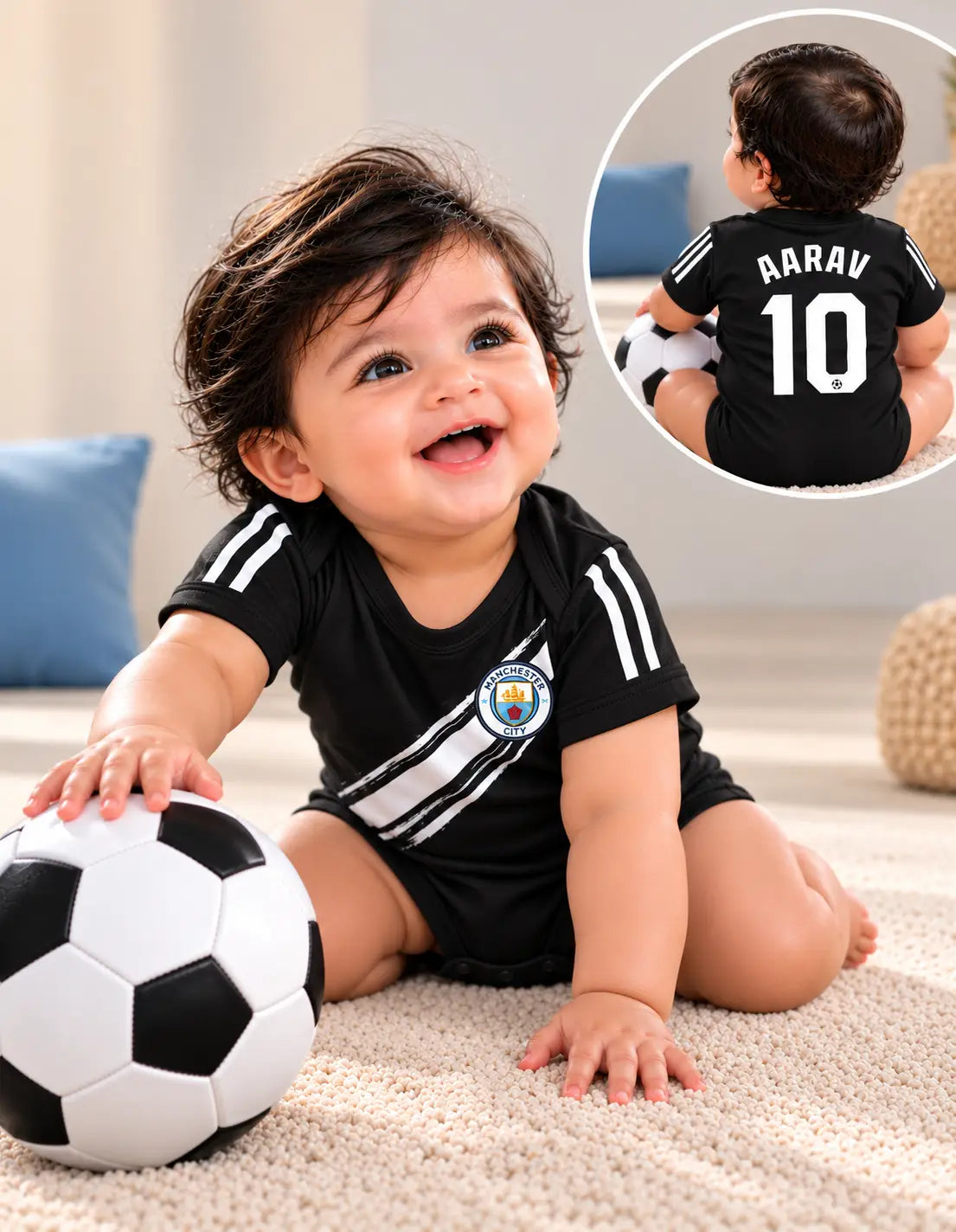 Custom name Manchester city Black romper