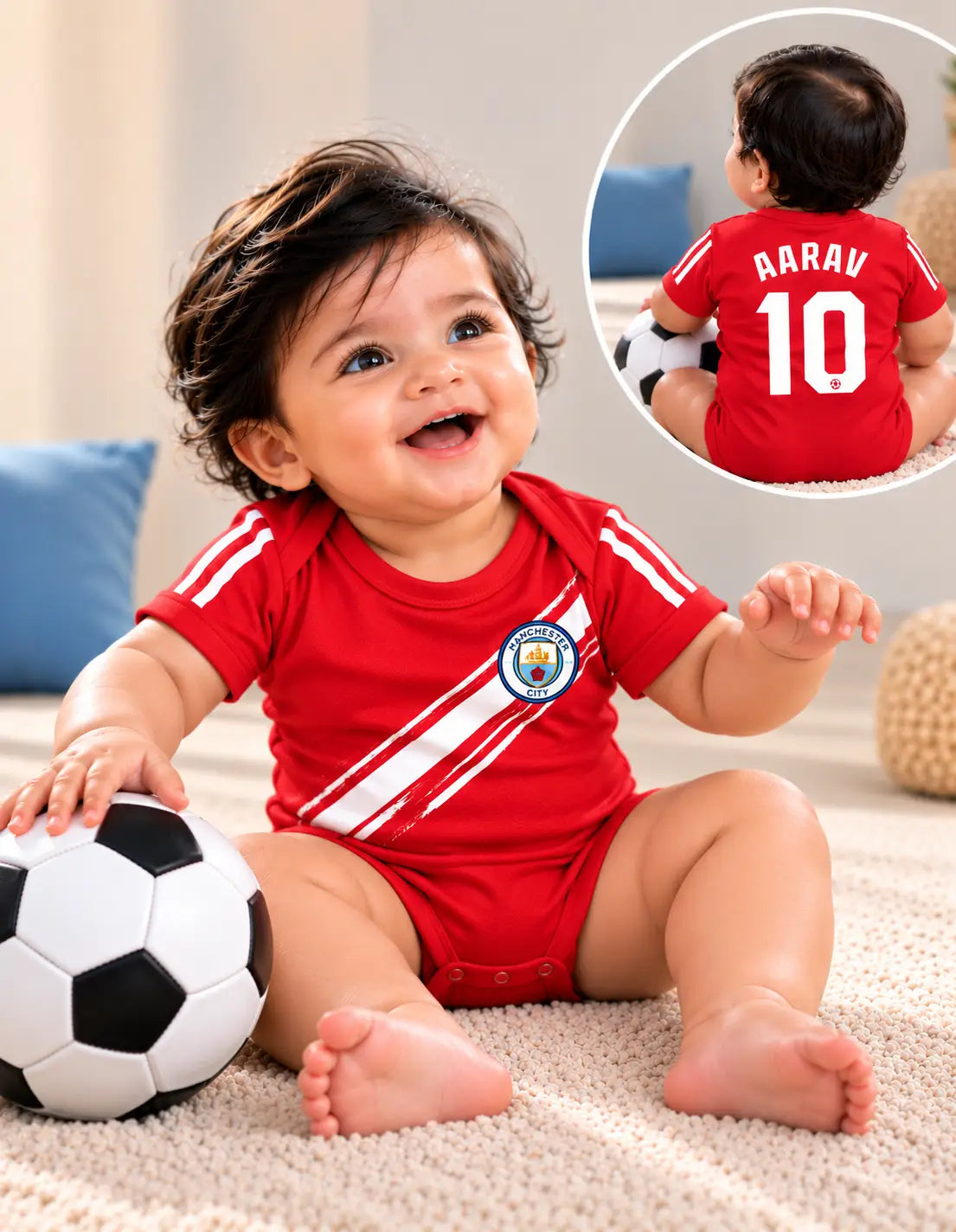 Custom name Manchester city Red romper