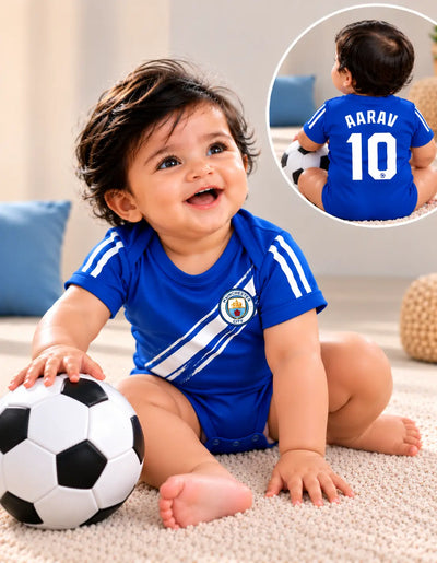 Custom name Manchester city Royal Blue romper