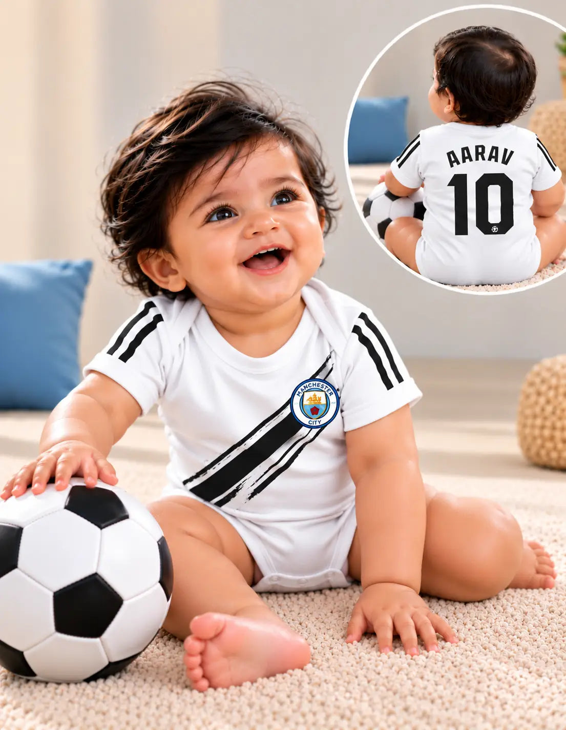 Custom name Manchester city White romper