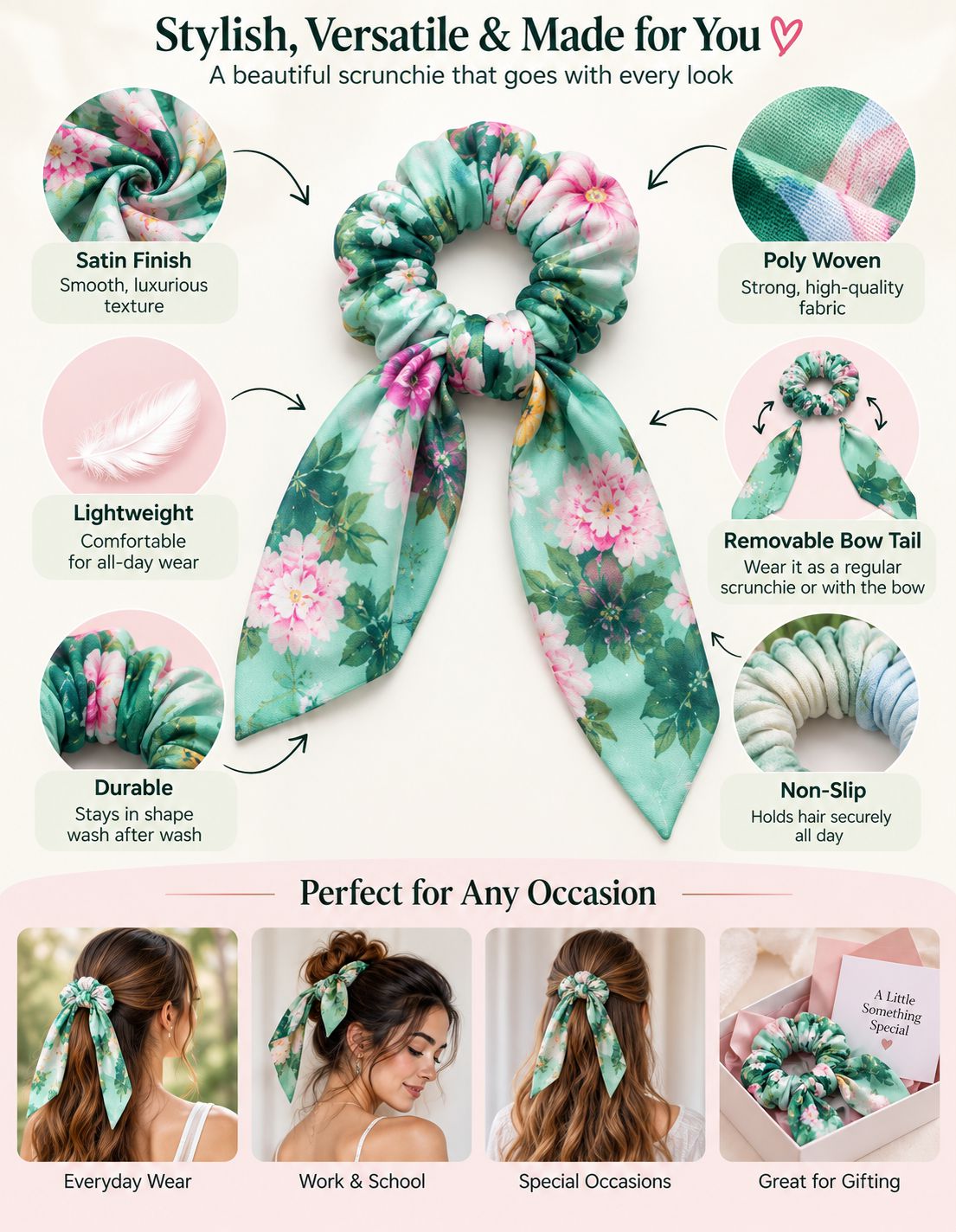 Custom scrunchie design with upload your dress option