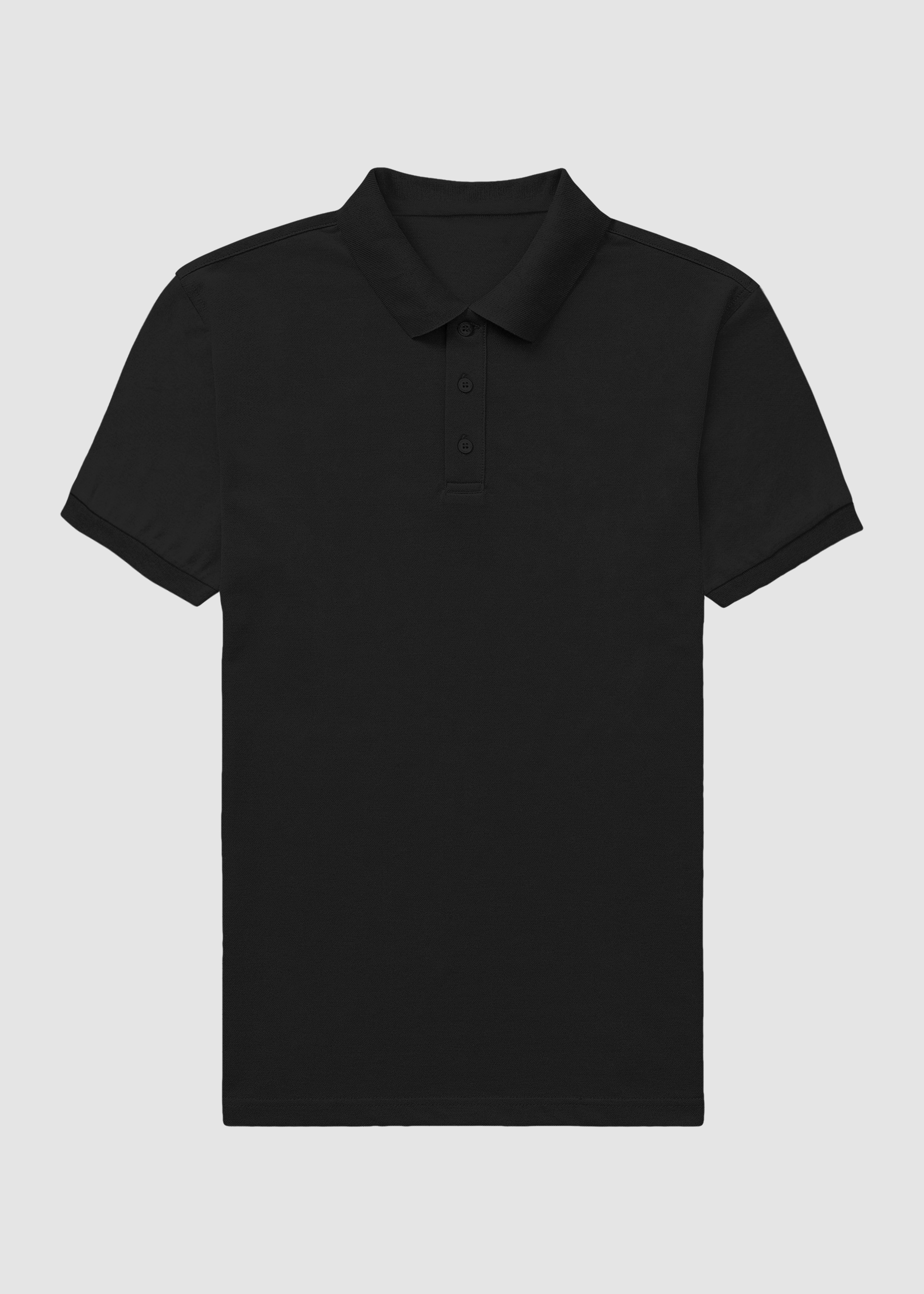 Customized Black polo shirt on a light gray background