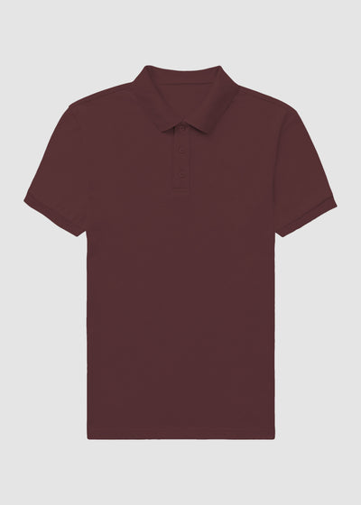 Customized Maroon polo shirt on a light gray background