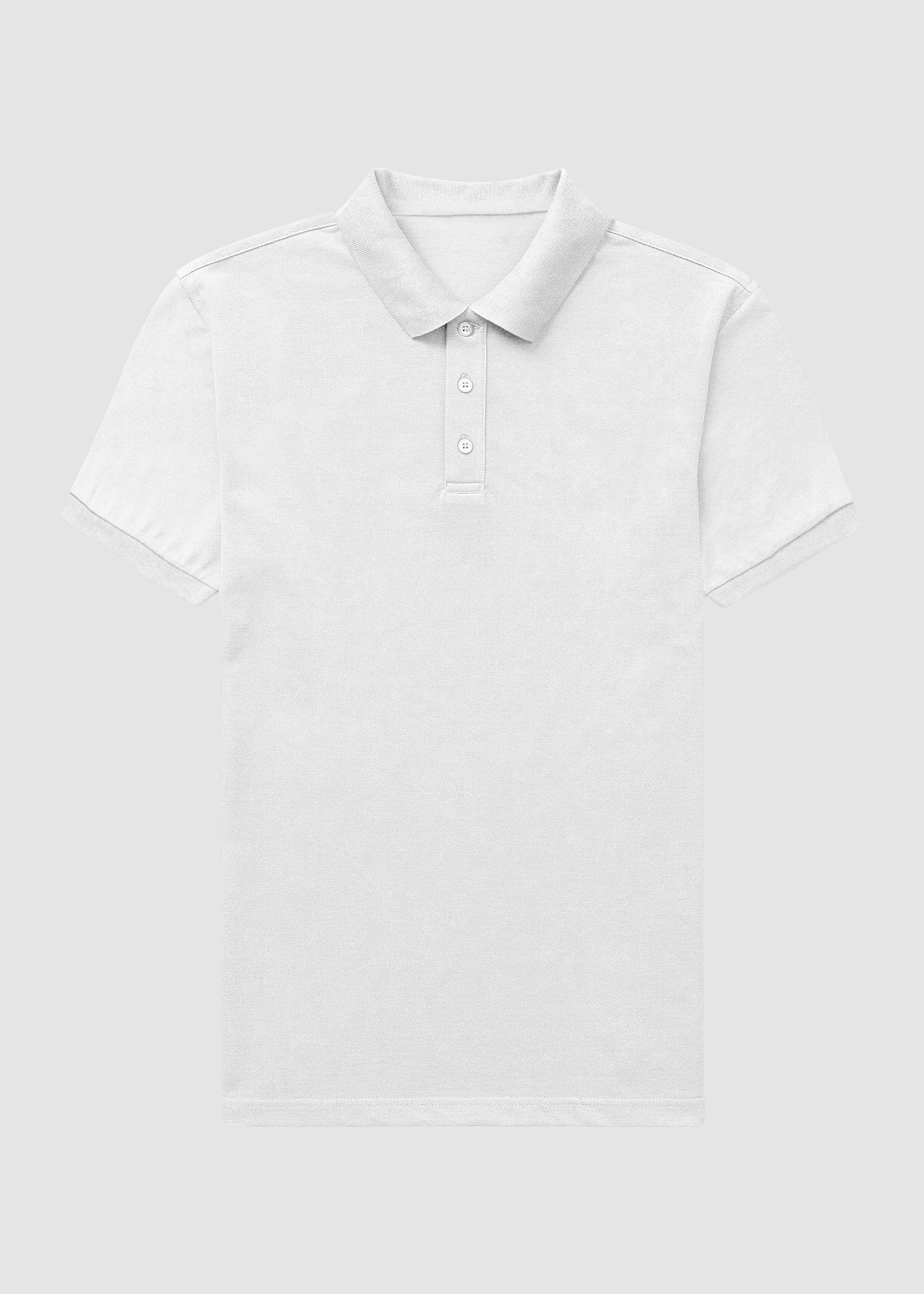 Customized White polo shirt on a light gray background