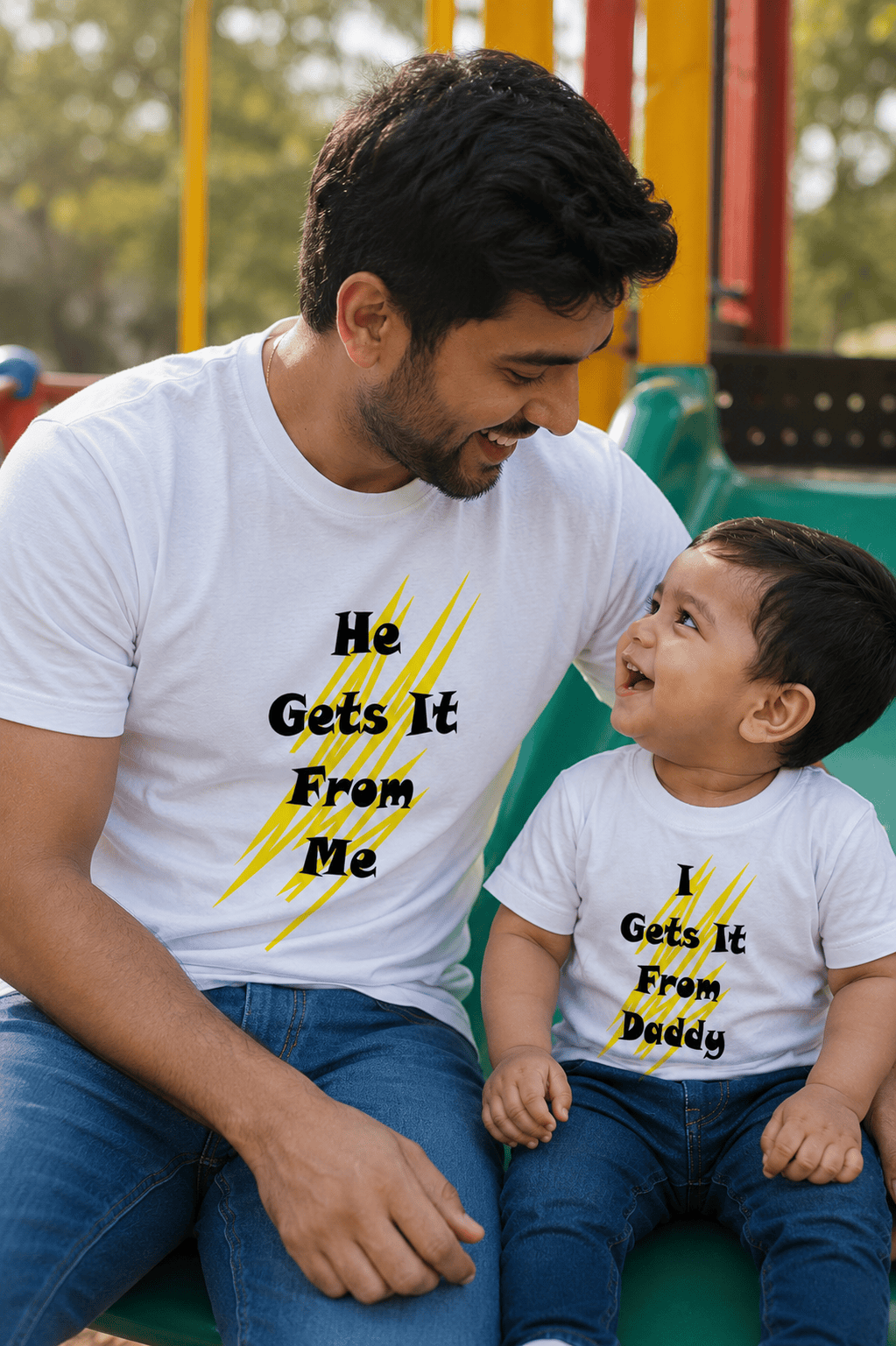 He Gets It From me I Get It From Daddy Father and Son Matching T-Shirt- FunkyTeesClub