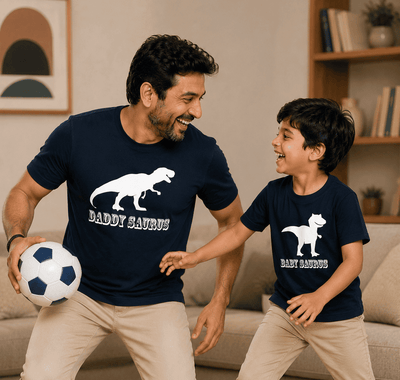 Daddy Saurus BabySaurus Father and Son Matching T-Shirt- FunkyTeesClub