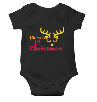 Customized Name First Christmas Rompers for Baby Girl- FunkyTeesClub