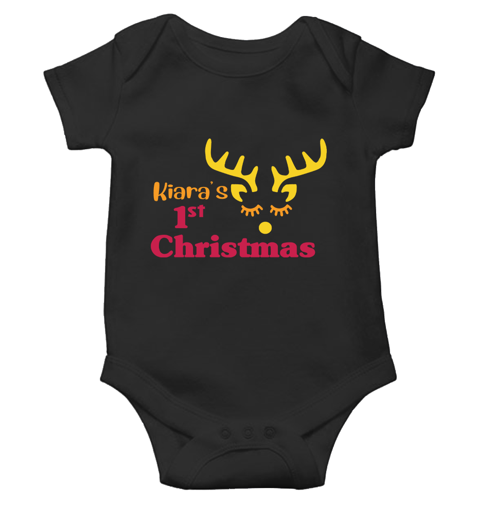 Customized Name First Christmas Rompers for Baby Girl- FunkyTeesClub