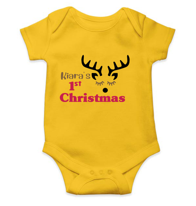 Customized Name First Christmas Rompers for Baby Girl- FunkyTeesClub