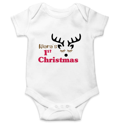 Customized Name First Christmas Rompers for Baby Girl- FunkyTeesClub