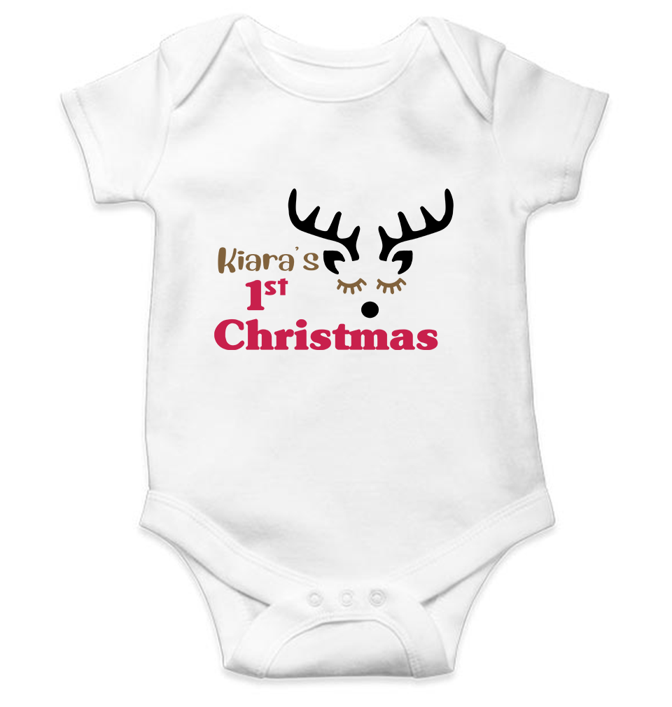 Customized Name First Christmas Rompers for Baby Girl- FunkyTeesClub