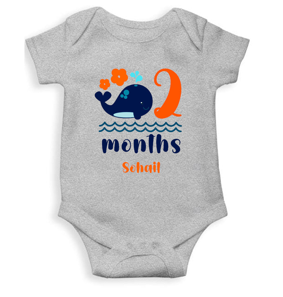 Custom Name Month Two Rompers for Baby Boy- FunkyTeesClub