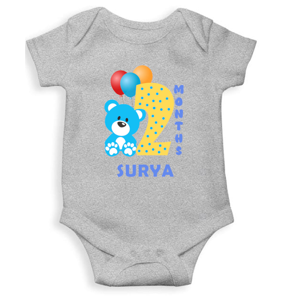 Custom Name Second Month Rompers for Baby Boy- FunkyTeesClub