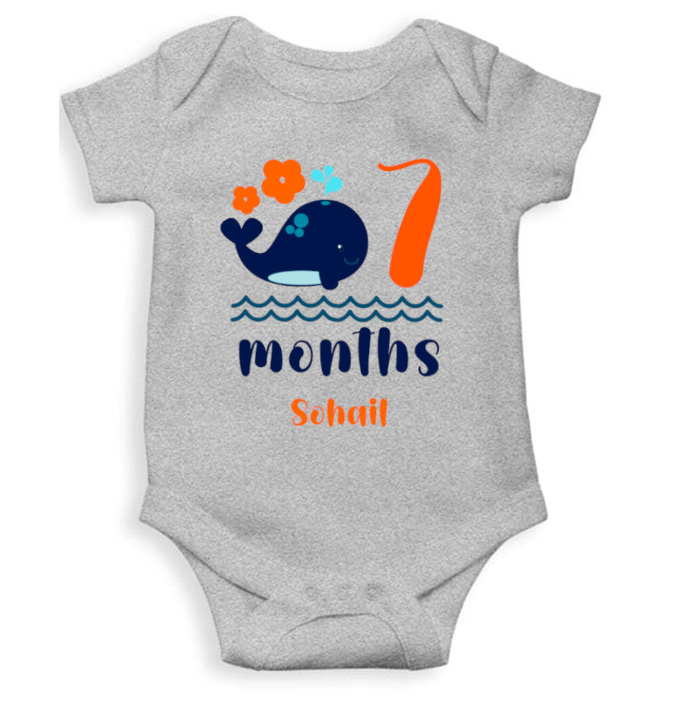 Custom Name Seventh Month Rompers for Baby Boy- FunkyTeesClub
