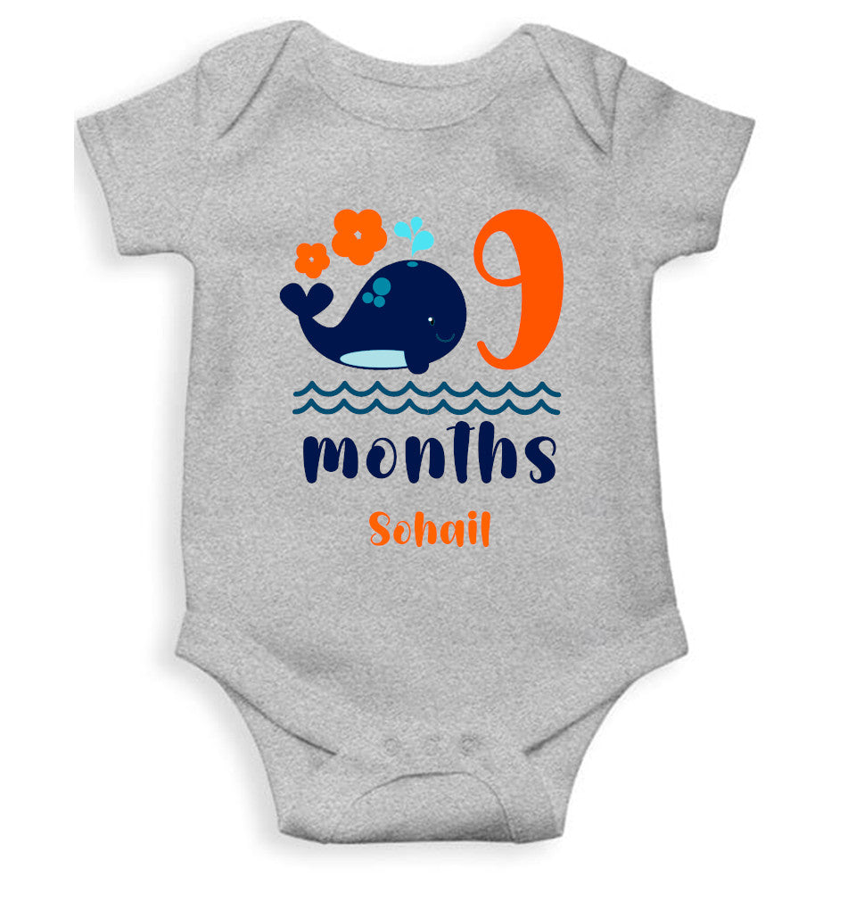 Custom Name Ninth Month Rompers for Baby Boy- FunkyTeesClub